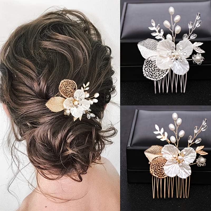 Silver Pearl Crystal Bridal Hair Comb Wedding Accessories
