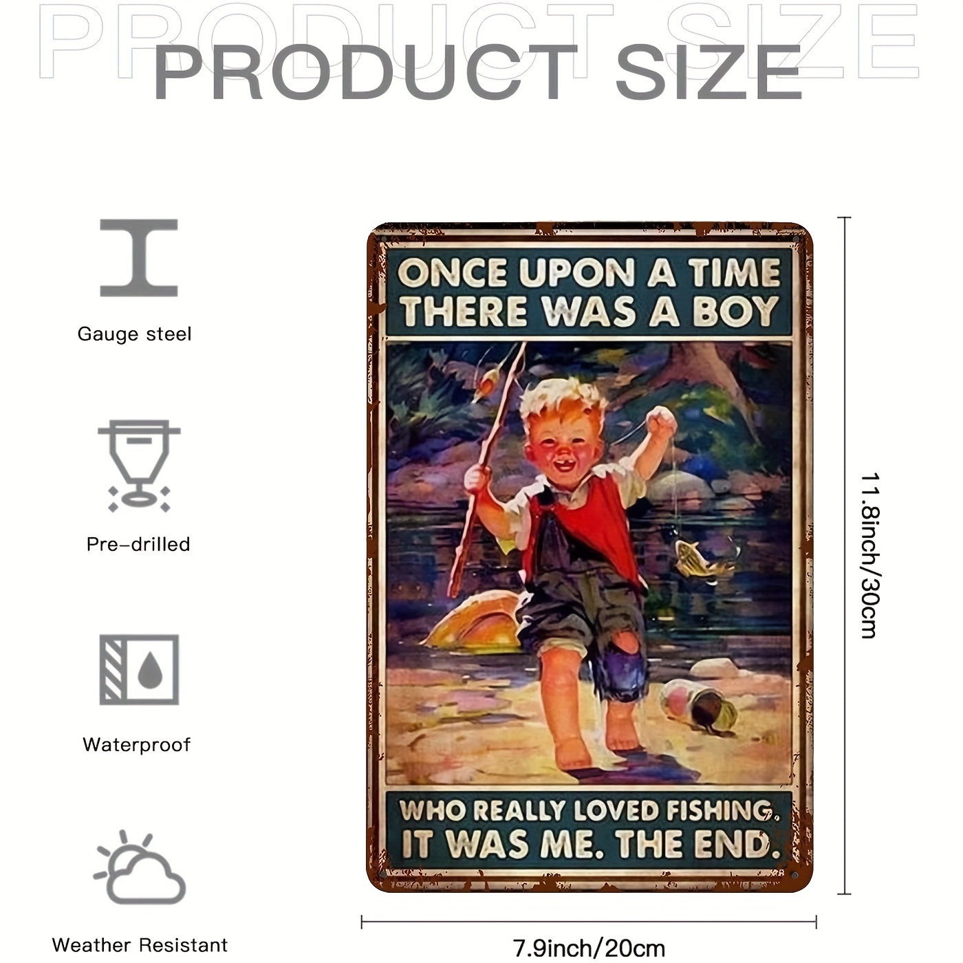 Metal Tin Sign A Boy Really Loved Fishing Funny Novelty - Temu