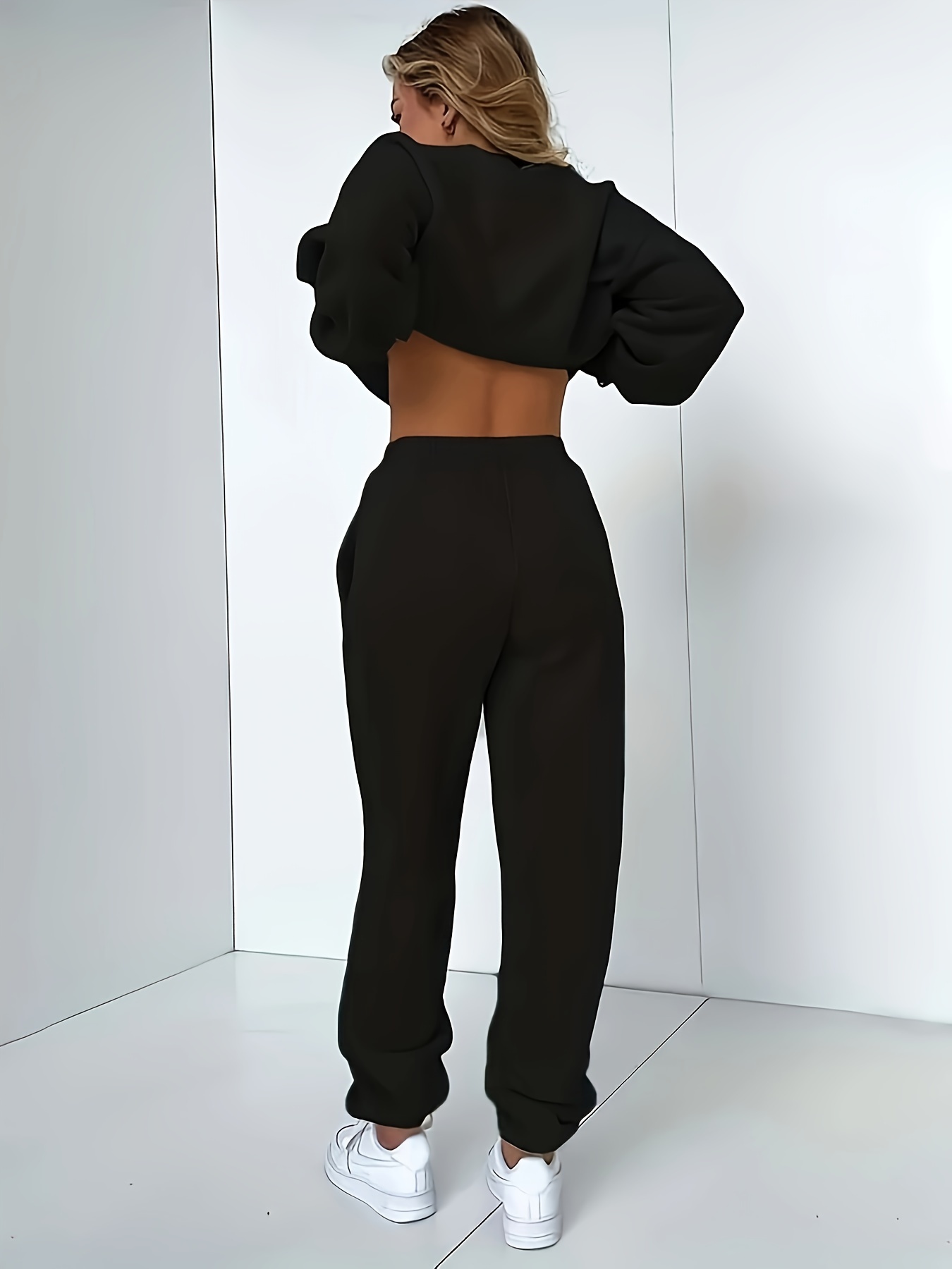 2 Piece Lounge Set Women 1/4 Zip Cropped Sweatsuit Fashion Clothing Casual  Pullover and Sweatpants Outfits Travel Sets