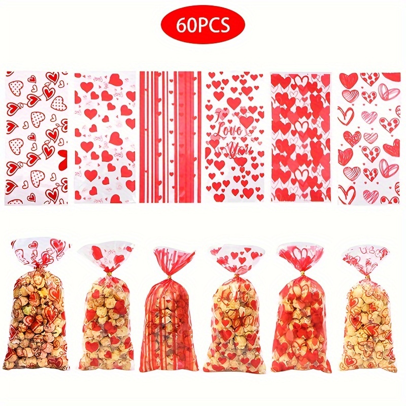 Boao 20 bolsas pequeñas de San Valentín con cordón de tela, bolsas de  regalo con patrón de corazón para regalo de San Valentín