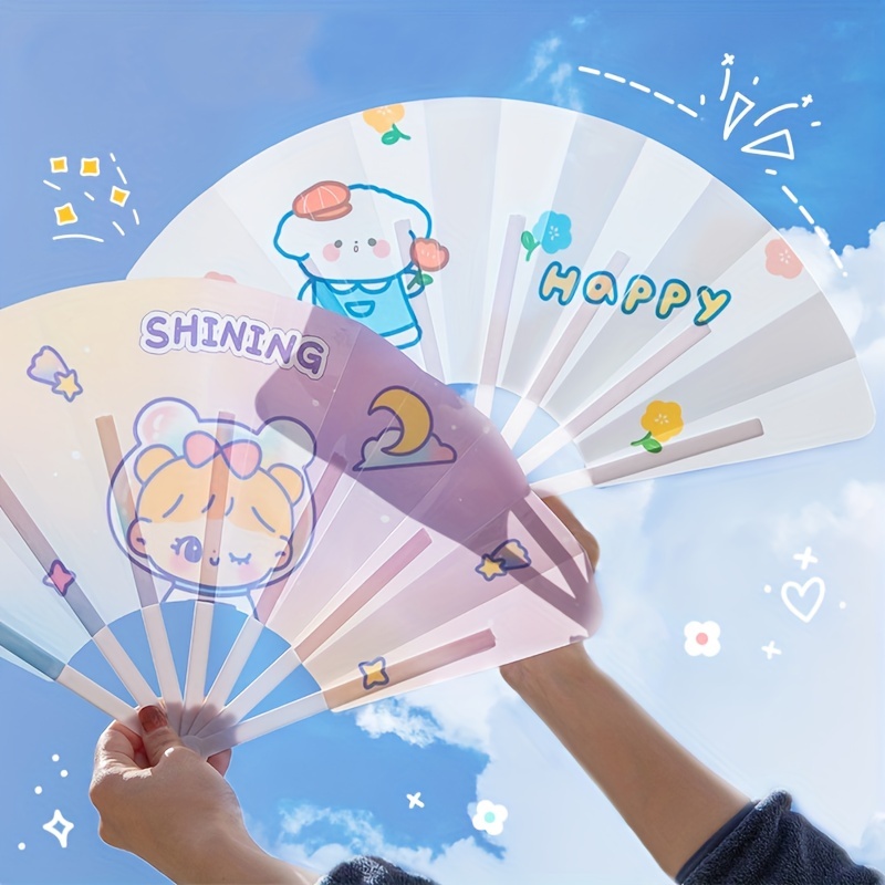 2023 New cute Small Cartoon Folding Fan Student Gift Paper Fan