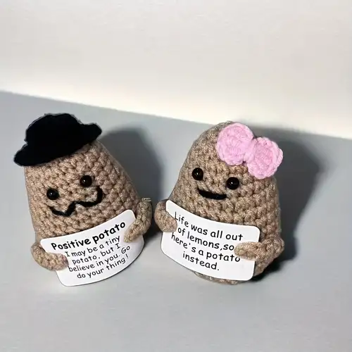Funny Cute Wool Knitting Doll with Positivity Affirmation Cards