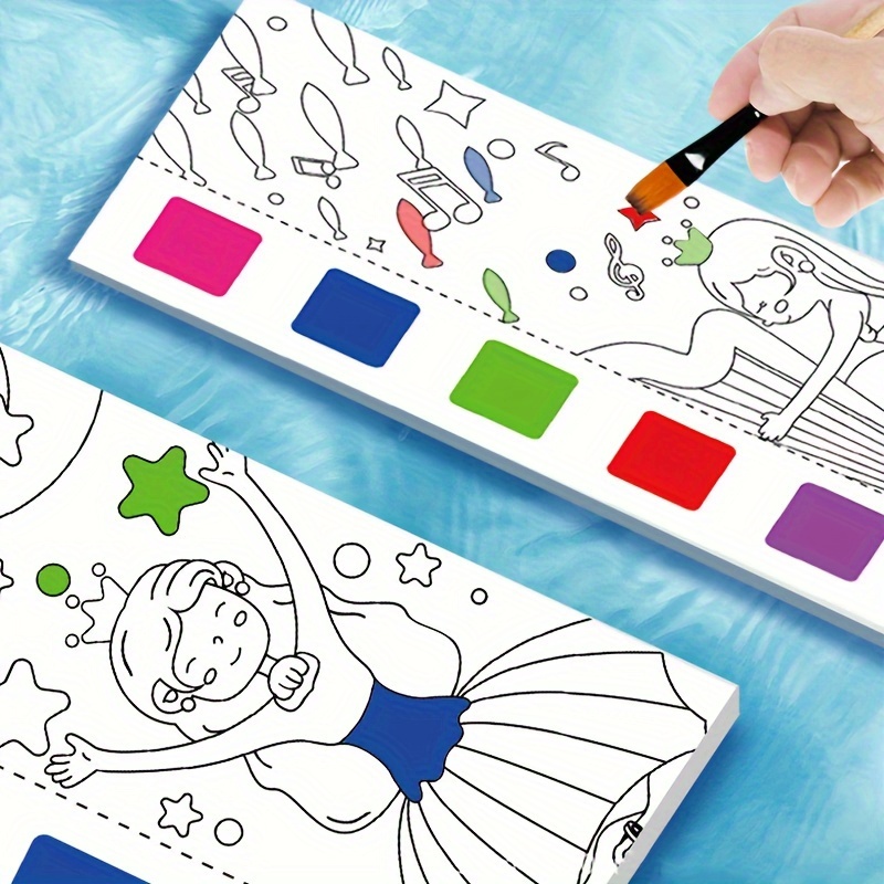 Pocket Watercolor Painting Book Travel Paint Kits for Kids with Brush  Bookmarks