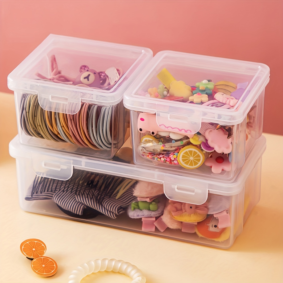 Accessories Case Box Storage Box Transparent Dressing Dustproof Rubber  Jewelry Capacity Hairpin Large Band Hair Organizer - AliExpress