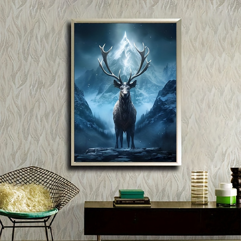 DIY Diamond Painting Animal Series Half Face Deer Full Diamond Round  Diamond Decorative Painting