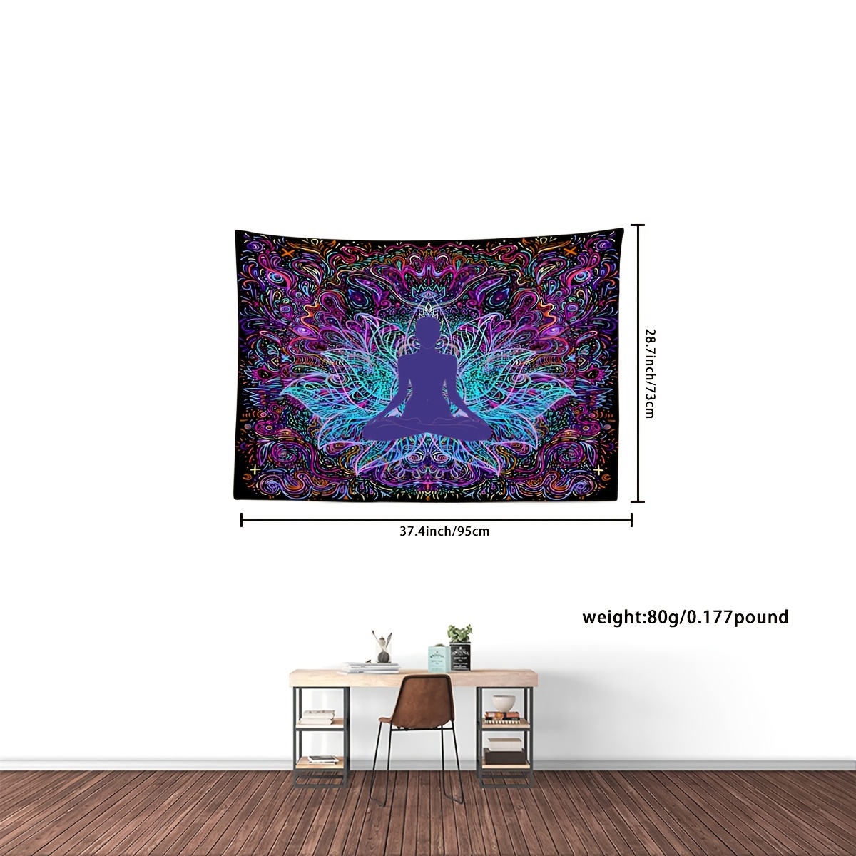Lotus Flower Yoga Tapestry Calming Wall Hanging Home Office Decor