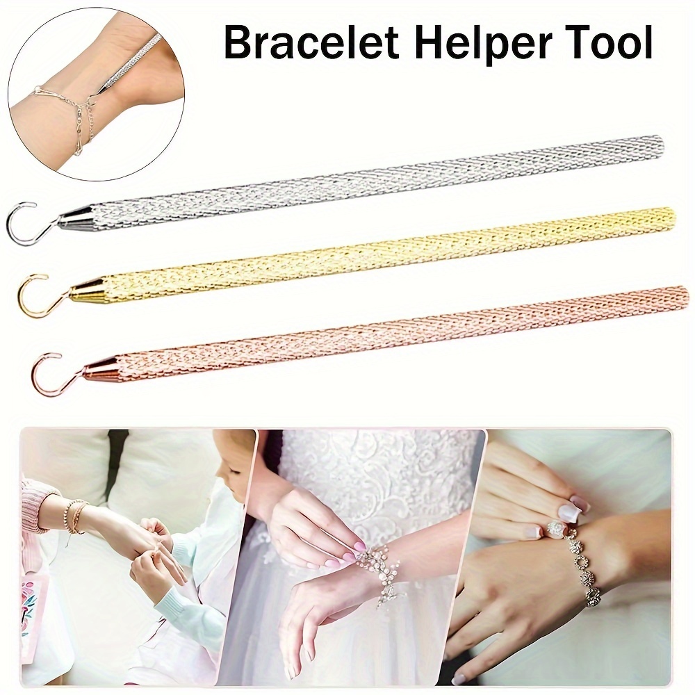2pcs Hand Bracelet Helper Tool Jewelry Helper for Helping Hands Fastening and Hooking Ties, Watch Clasps, Zippers (Rose Gold & Gold