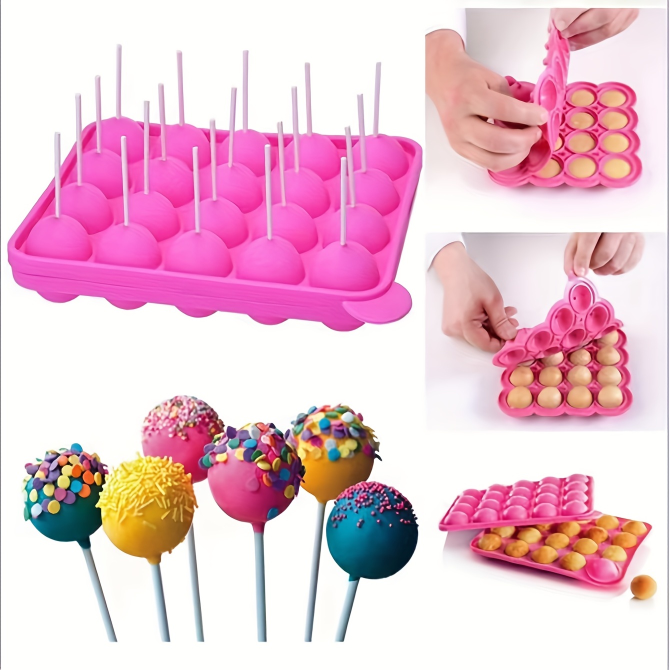 

1pc, Lollipop Mold With Sticks, 3d Silicone Mold, 20 Cavities Round Candy Mold, Chocolate Mold, For Diy Pastry Tools, Baking Tools, Kitchen Gadgets, Kitchen Accessories, Home Kitchen Items