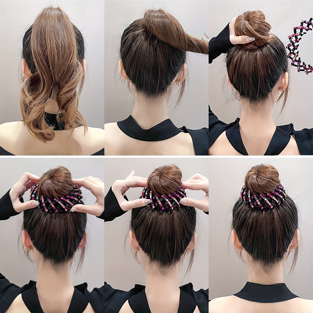 1pza Pinza Para El Pelo Con Forma De Nido De Pájaro Con Diamantes De Imitación, Soporte Para Cola De Caballo, Decoración Para El Cabello Para Niñas detalles 4