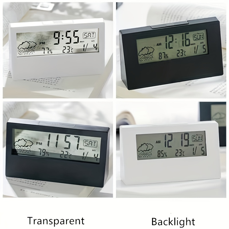 4 in 1 Temperature Humidity Timer Weather Transparent Digital