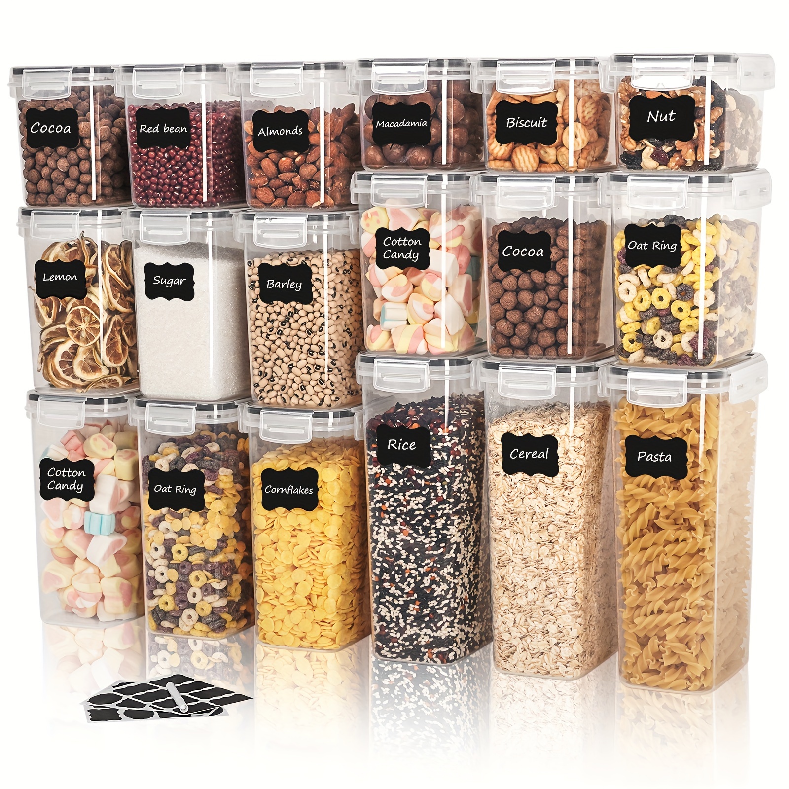 Airtight Food Storage Containers With Lids, Plastic Kitchen Storage  Containers For Bpa Free And Storage - Cereal, Rice, Flour And Sugar, Black  - Temu