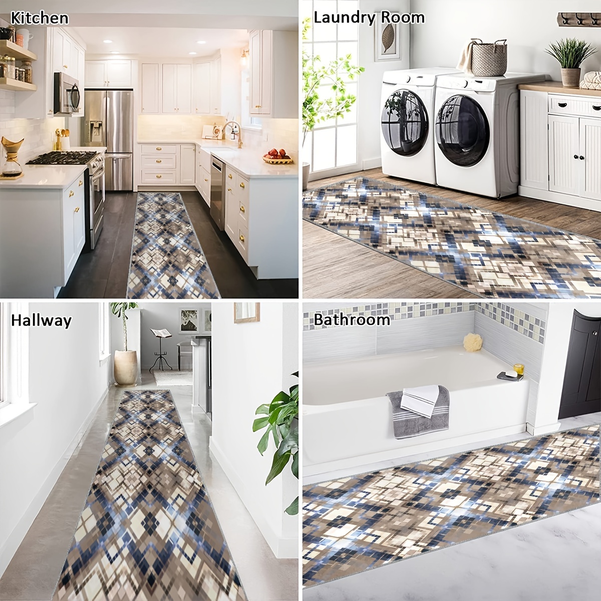 Modern Abstract Non Slip 2'X10' Indoor Outdoor Runner Rug