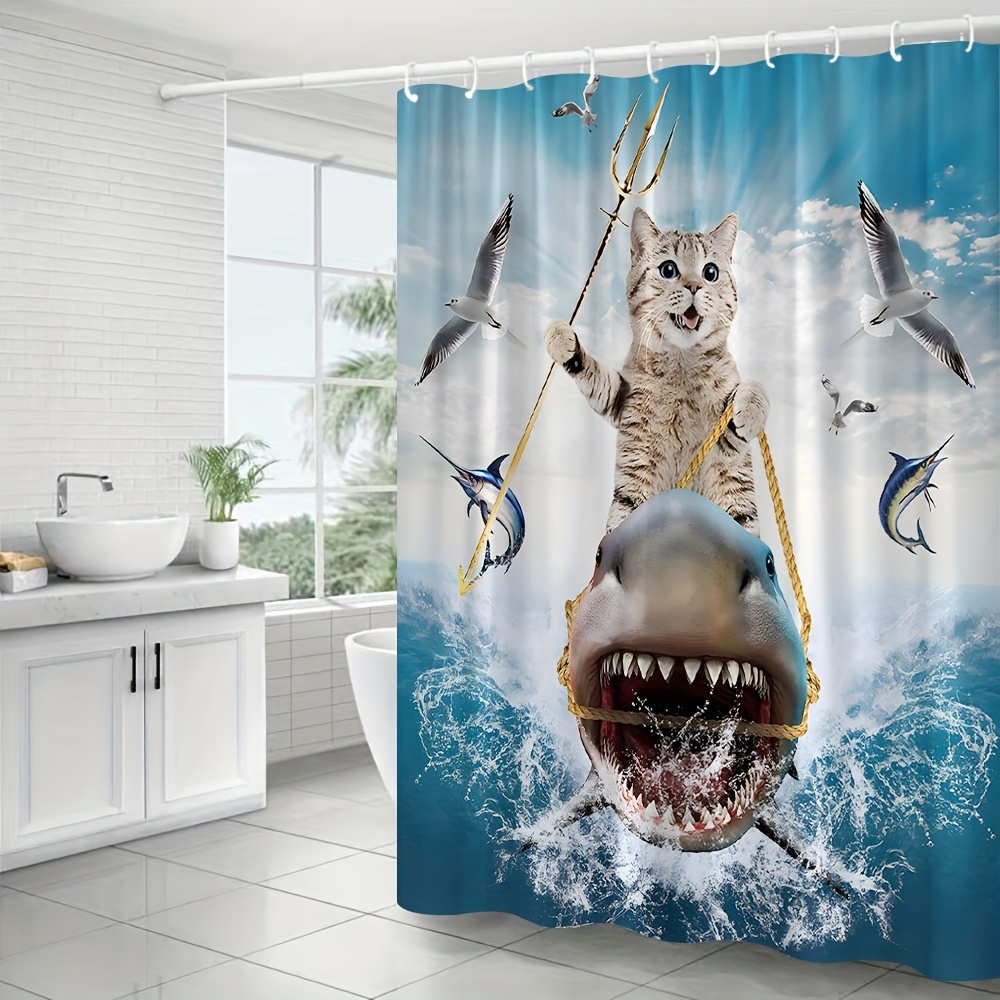Comprar Cortina de ducha divertida para perro gato, cortina de baño con  gancho, decoración de baño impermeable, cortina de ducha creativa, cortina  de la ducha