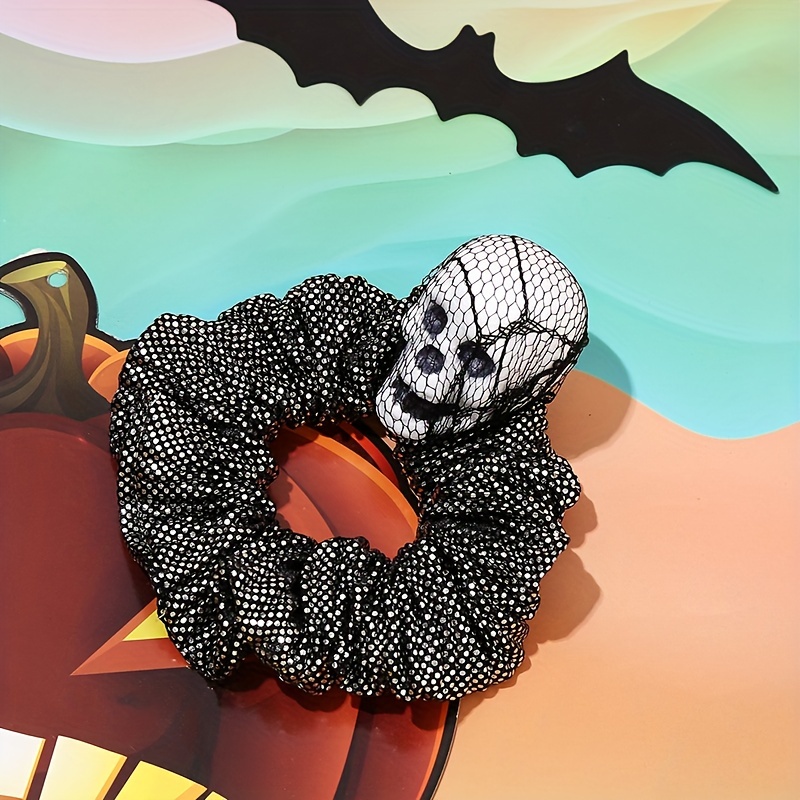 Halloween Hair Scarves Tie Pumpkin Skull Pattern Hair Ring Ponytail Holder  Hair Rope Women Girls Hair Accessories - Temu