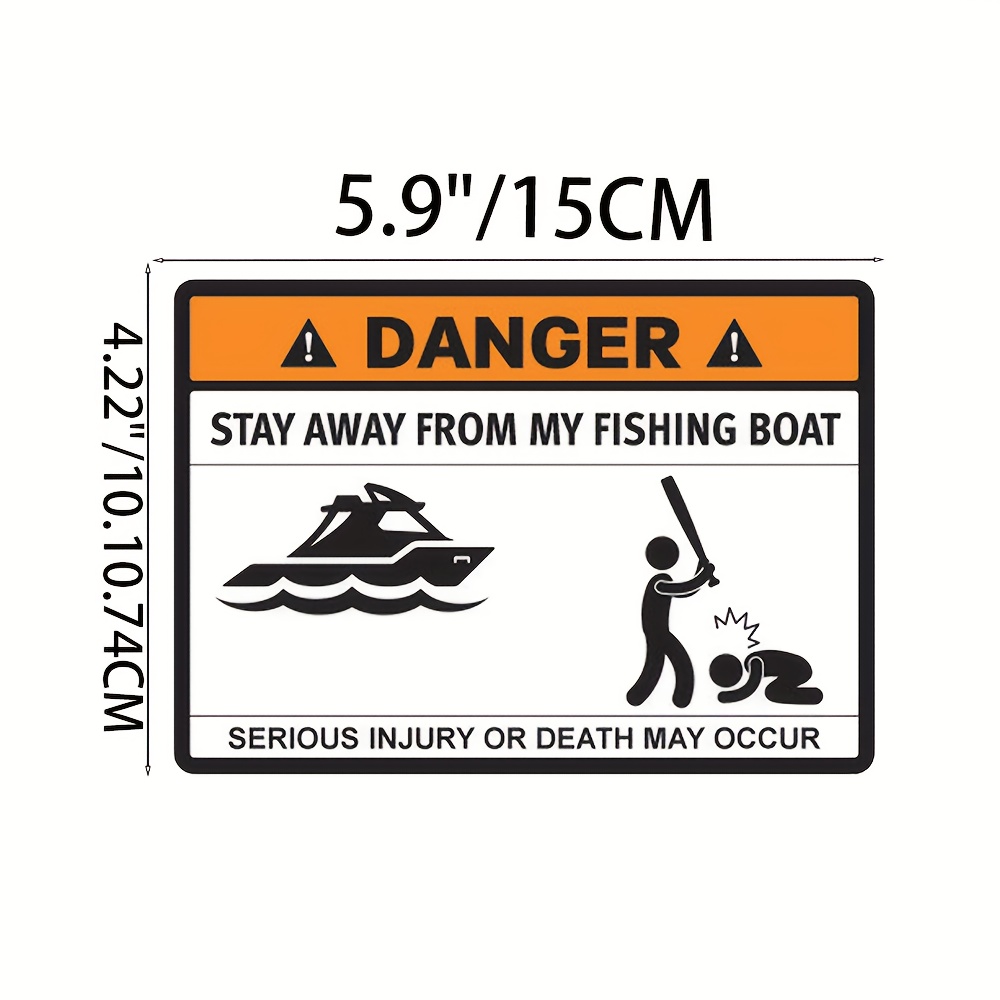 Away Fishing Boat Warning Sign Restriction Outdoors Sticker - Temu