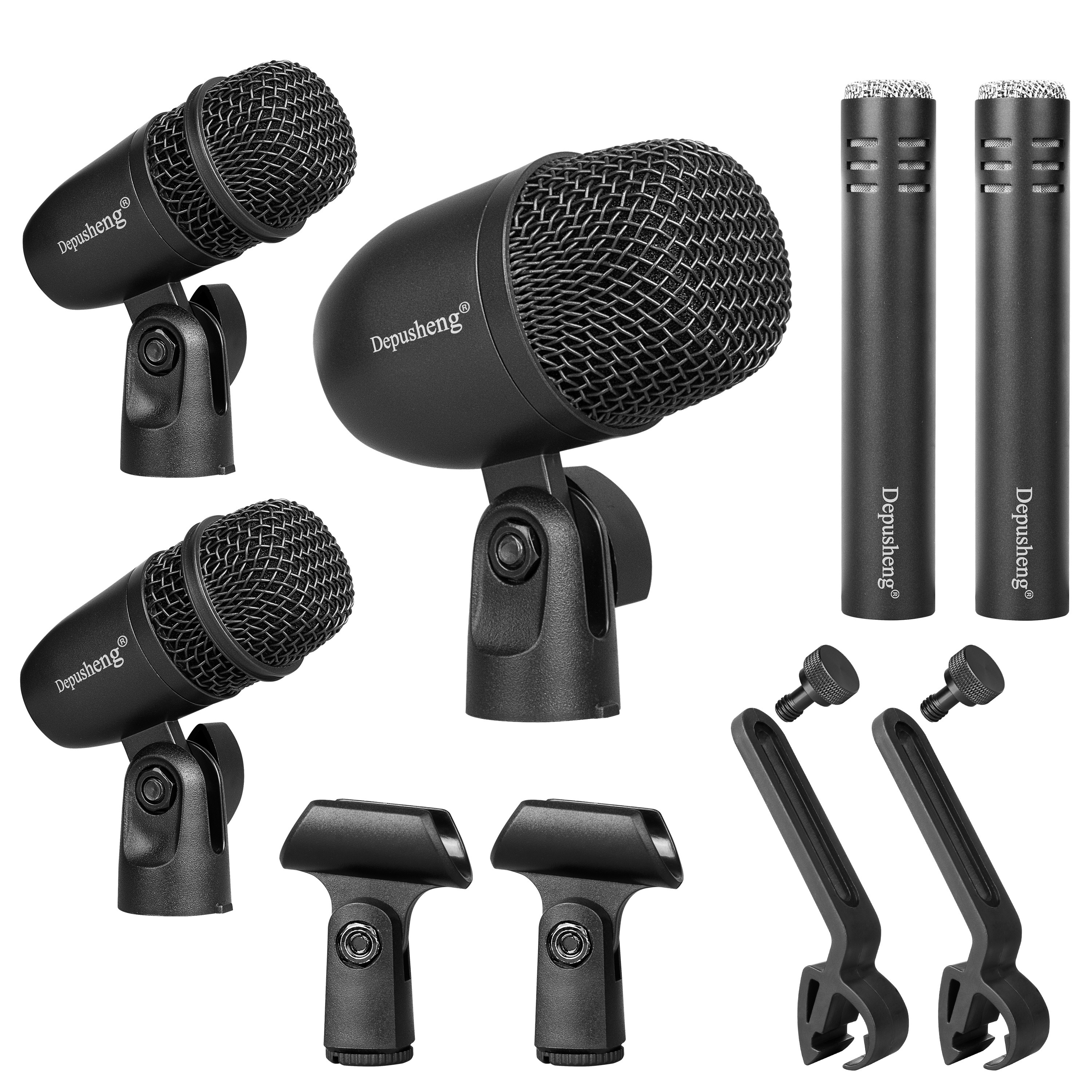 G-MARK 7-Piece Drum Mics, G7 Dynamic Drum Microphone Kit for Bass/Kick  Drum, Snare Drums, Toms & Cymbals for Studio Recording and Live Performance