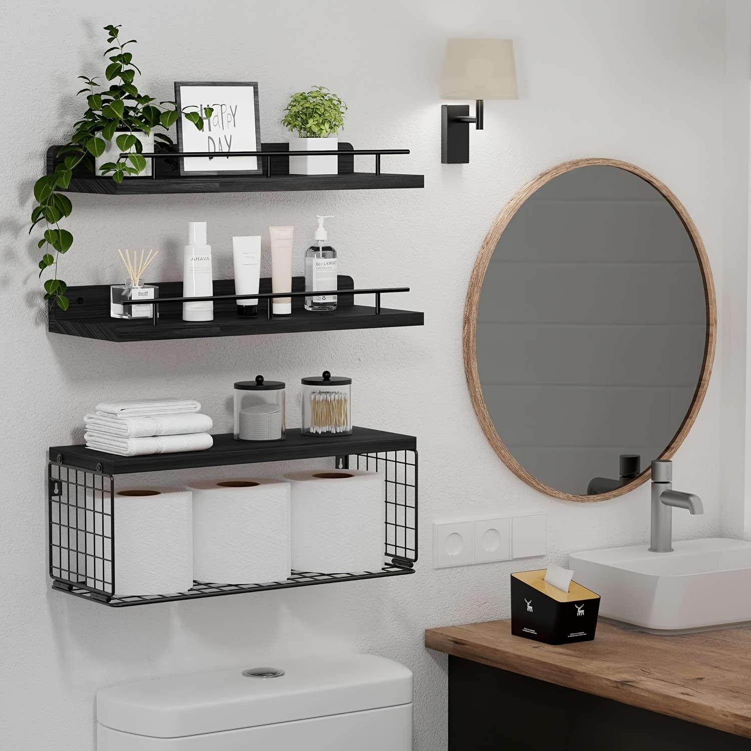 Bathroom deals wooden rack