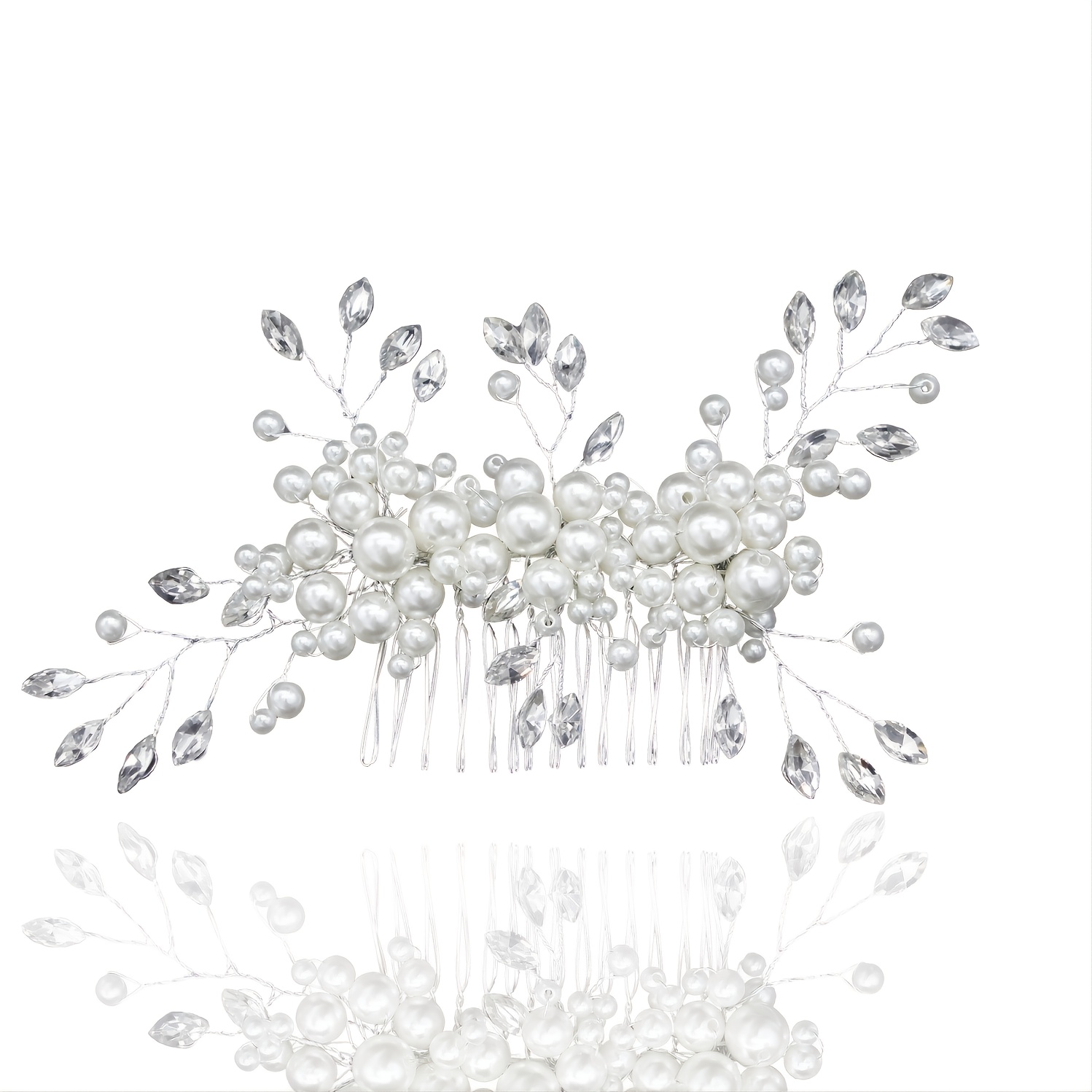 Rhinestones Floral Vine Leaves Bridal Hair Comb