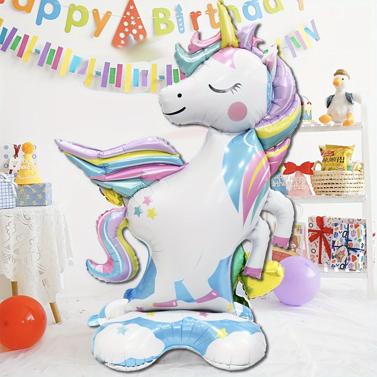 Ballon alu Joyeux anniversaire licorne