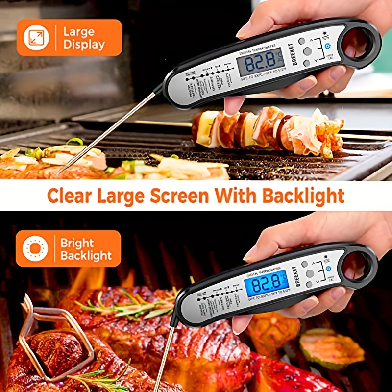 1pc, Kitchen Thermometer, 2 In 1 Instant Read Meat Thermometer For Cooking,  Fast & Precise Digital Food Thermometer With Backlight, Magnet, And Dual F