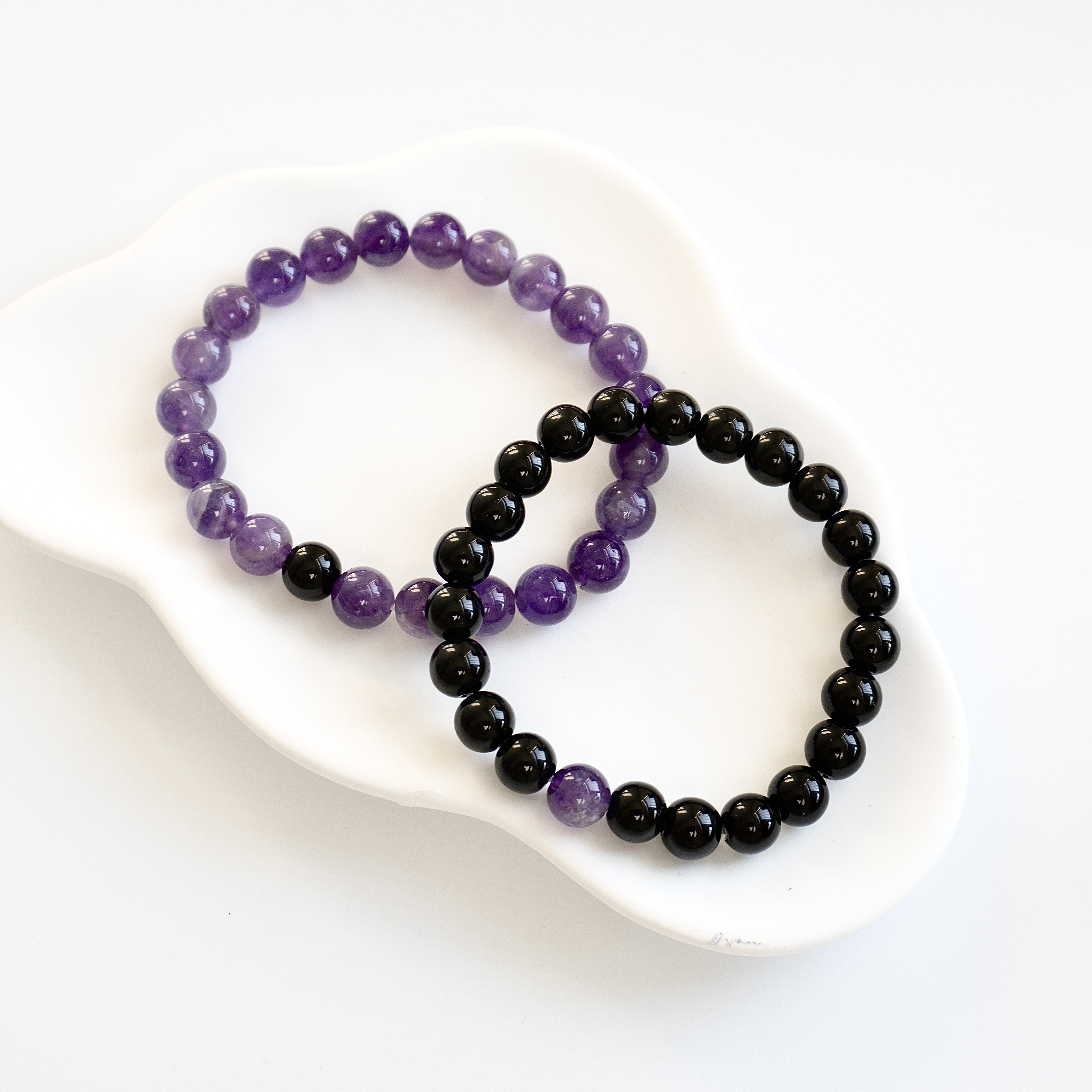 Pure Natural Amethyst Raw Stone Cutting And Polishing Round Beads High-end  Sense Bracelet Men And Women Jewelry Healing Purple