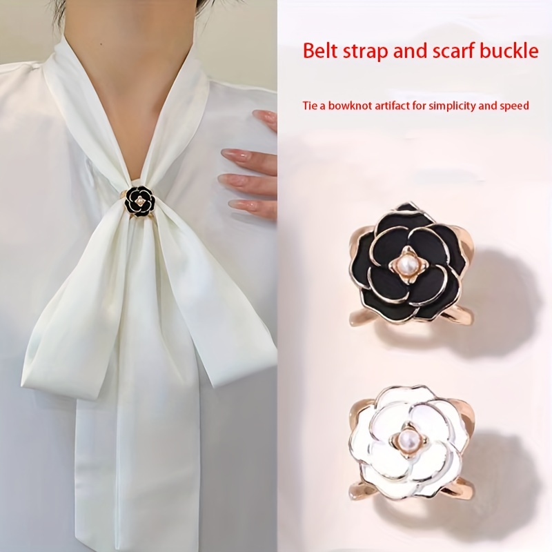 Fashion Women's Crystal Horseshoe Buckle Silk Scarf Brooches For