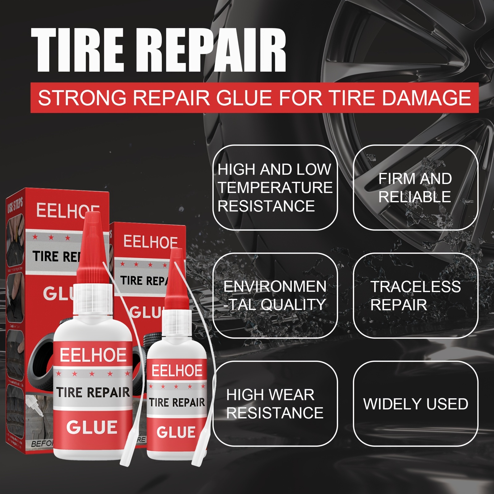 HY Tire Repair Glue Tyre Puncture Sealant Glue Car Tire Patch Repair 30ml/50ml, Men's, Size: One size, 2