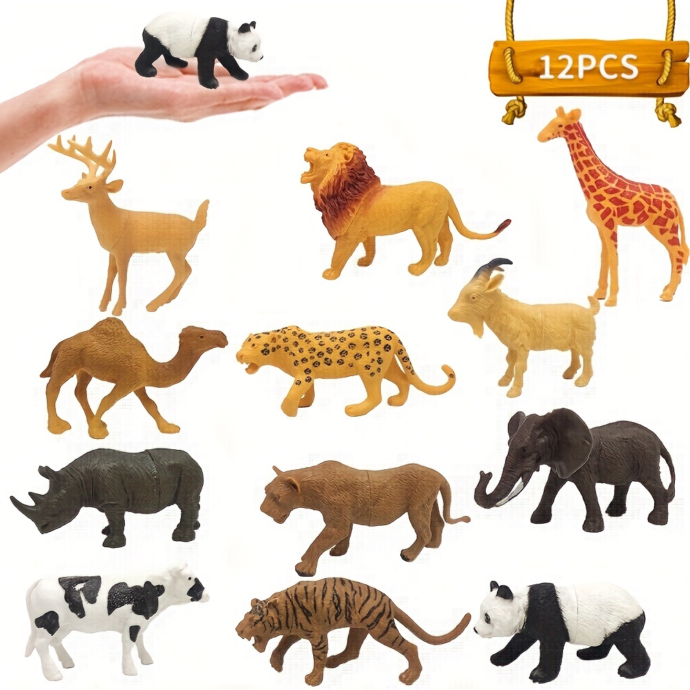 Safari Animals Figures Toys, Realistic Jumbo Wild Zoo Animals Figurines ...