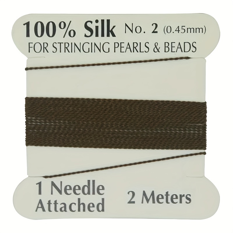 Amber Silk Thread, Silk Beading Cord with Needle Attached, 2