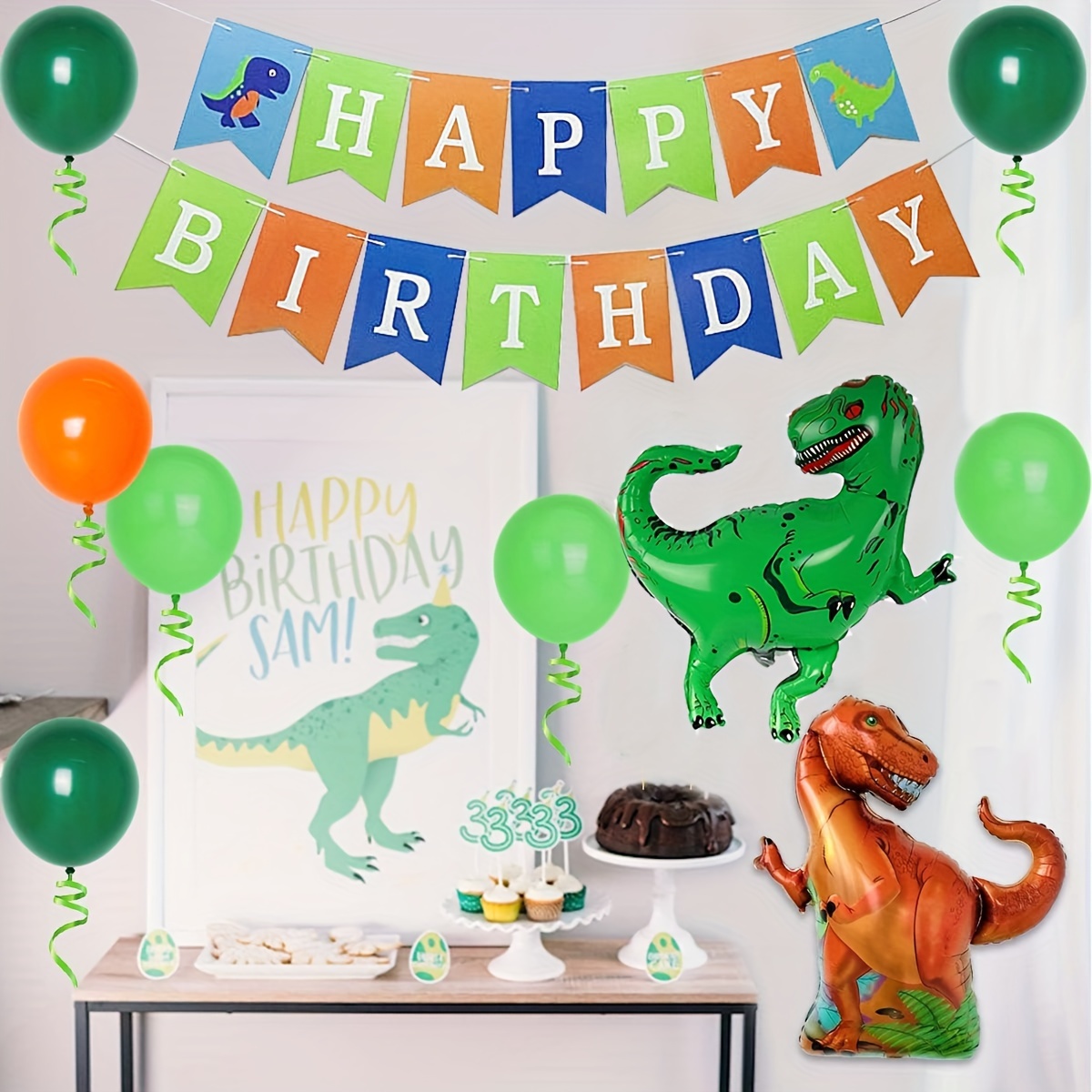 35pcs Décorations Fête D'anniversaire Dinosaure 3ème Décor - Temu France