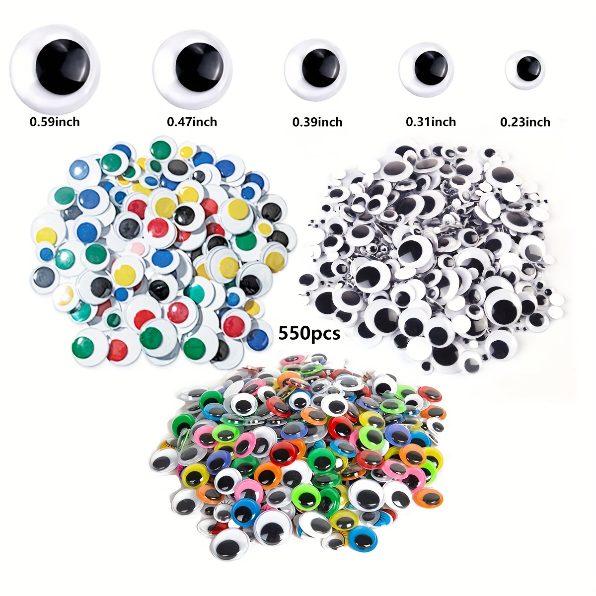 

550pcs Self Adhesive For Crafts, Craft Sticker Wiggle Eyes With Multi Colored And Sizes For Diy (mixed Sizes)