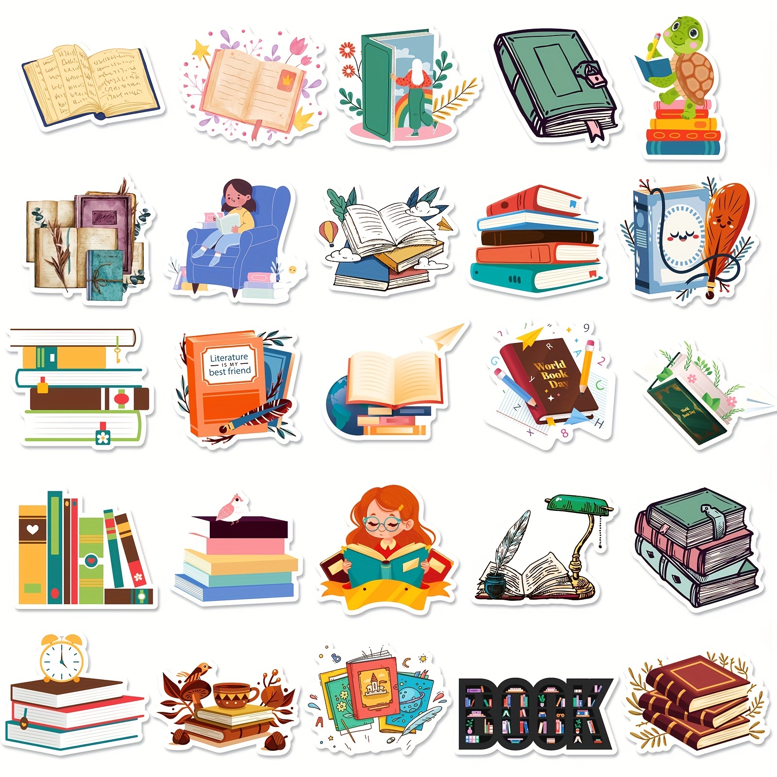 Reading Book Series Cartoon Creative Library Borrowing Cute - Temu