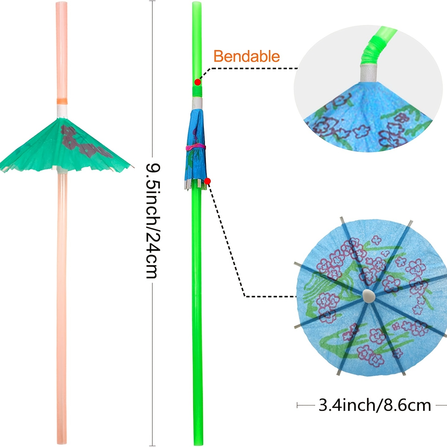 Umbrella Parasol Drinking Straws Hawaiian Beach Cocktail - Temu