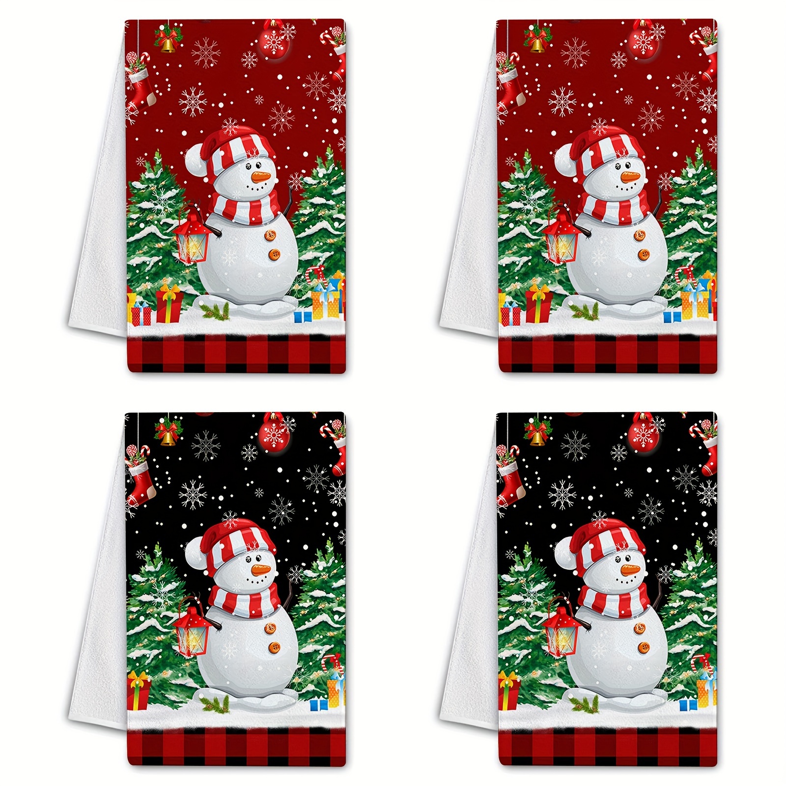 Durable Christmas Kitchen Dishcloth Towel Decorative Quick-drying Christmas  Cute Snowman Dish Cloth Hand Towel Kitchen Cleaning