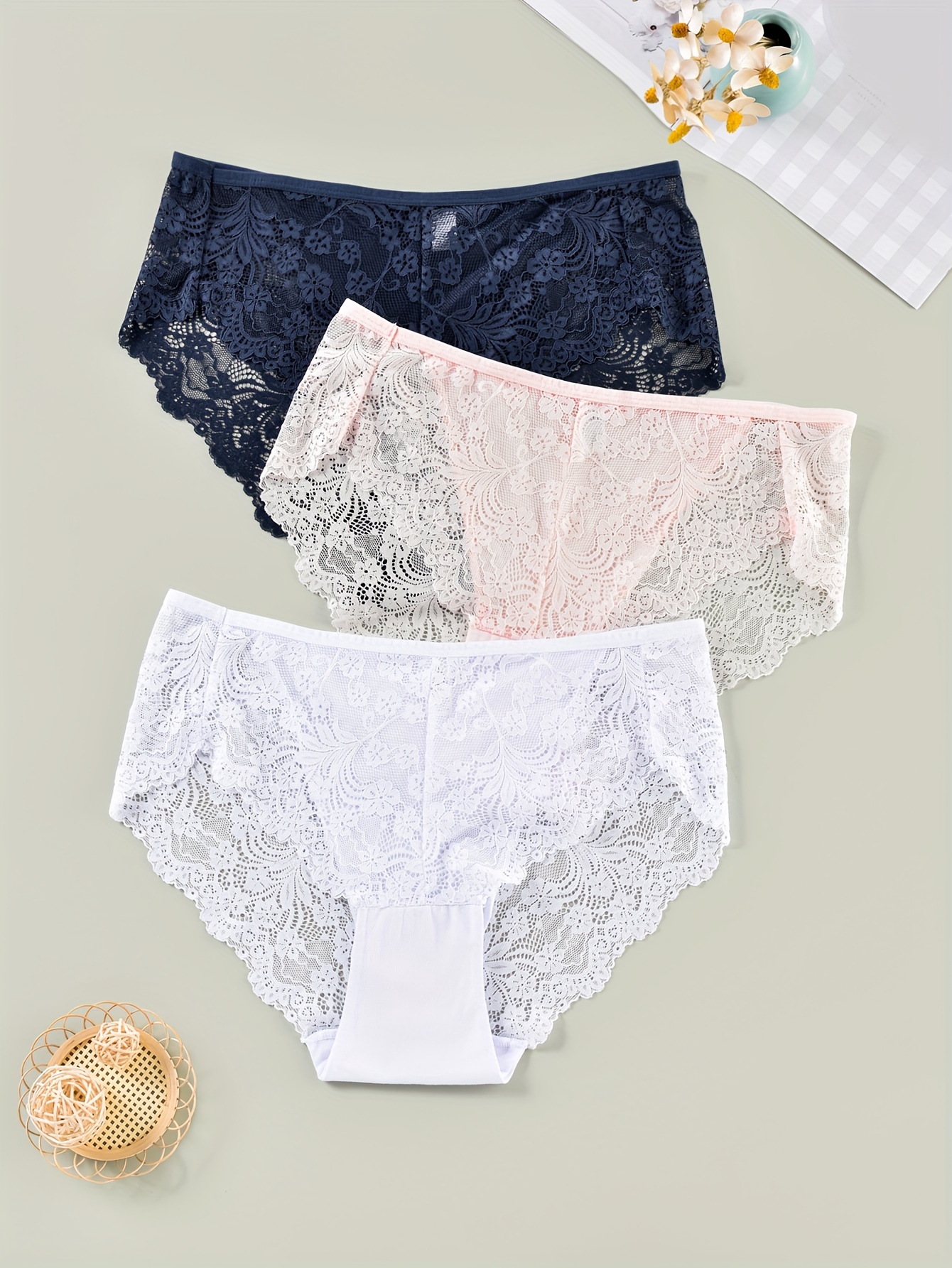 Cheap Womens Lace Boyshort Panties Floral Lace Underwear Plus Size Hipster  Panty for Ladies Breathable Soft Stretch Panty Underpants