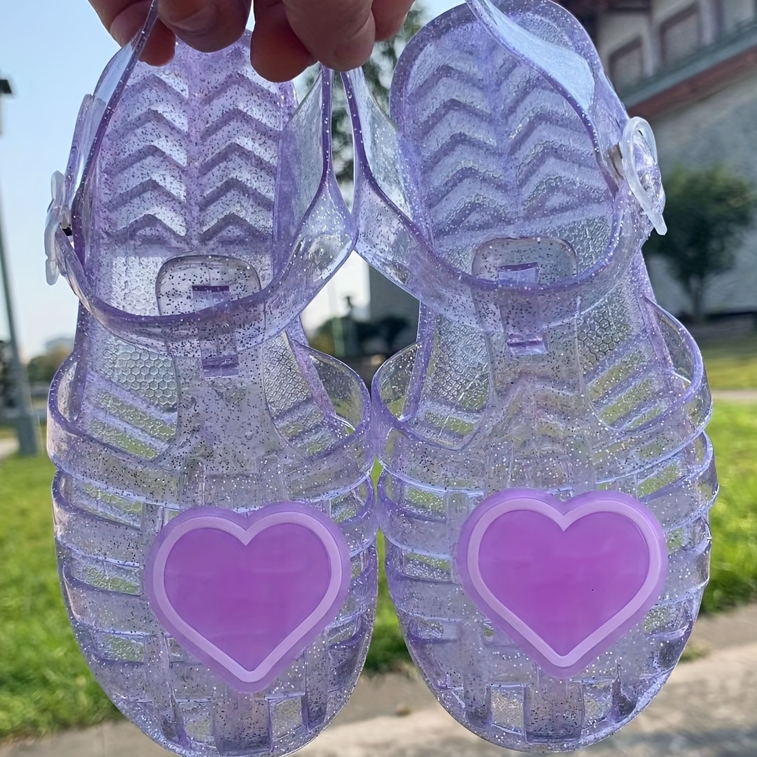 Girls Heart Shape Jelly Sandals Wear resistant Non slip Temu