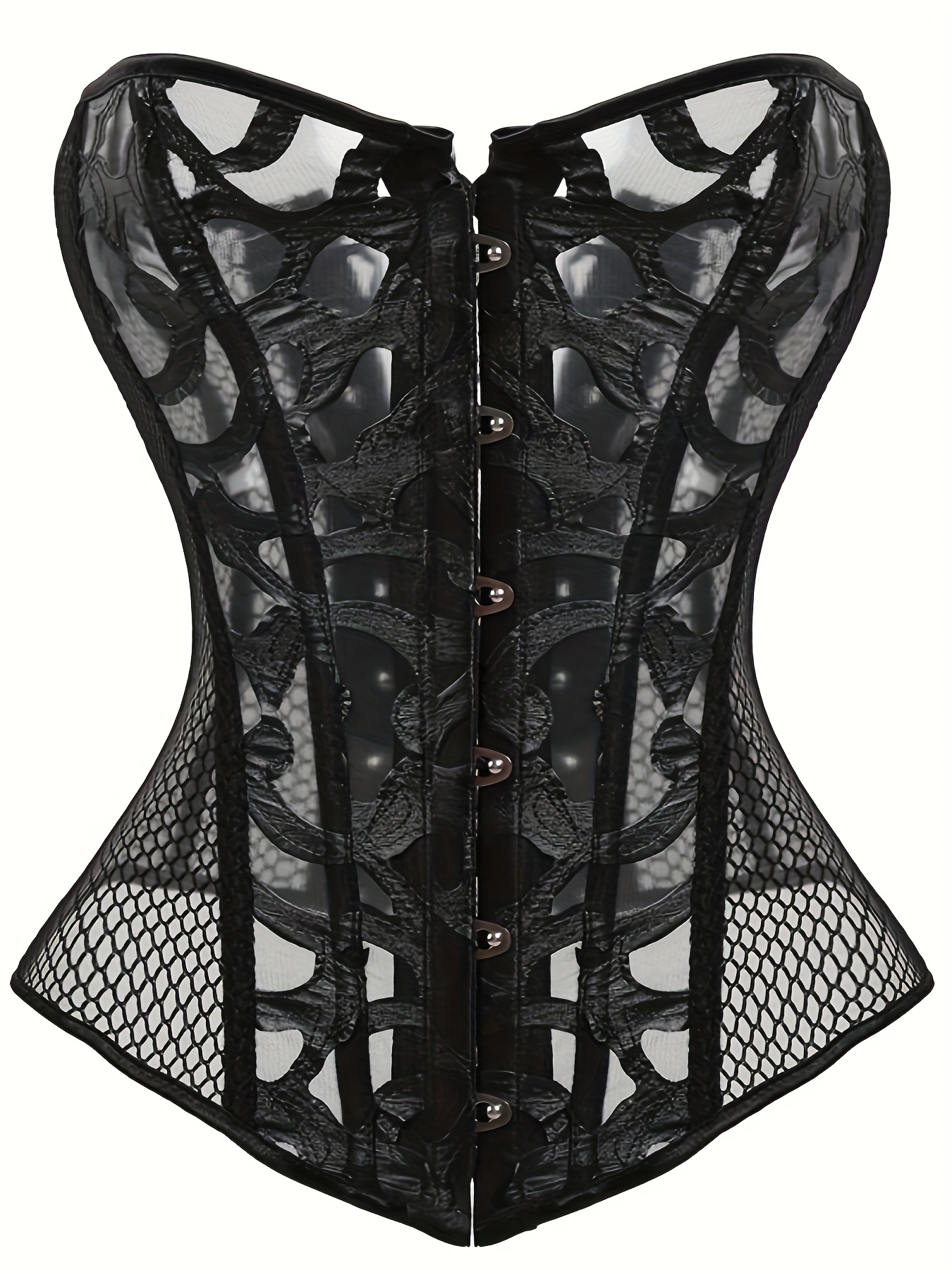 BrilliantMe Women's Push Up Corsets Strapless Lace Up Bustiers Shapewear  Waist Trainer Black S 