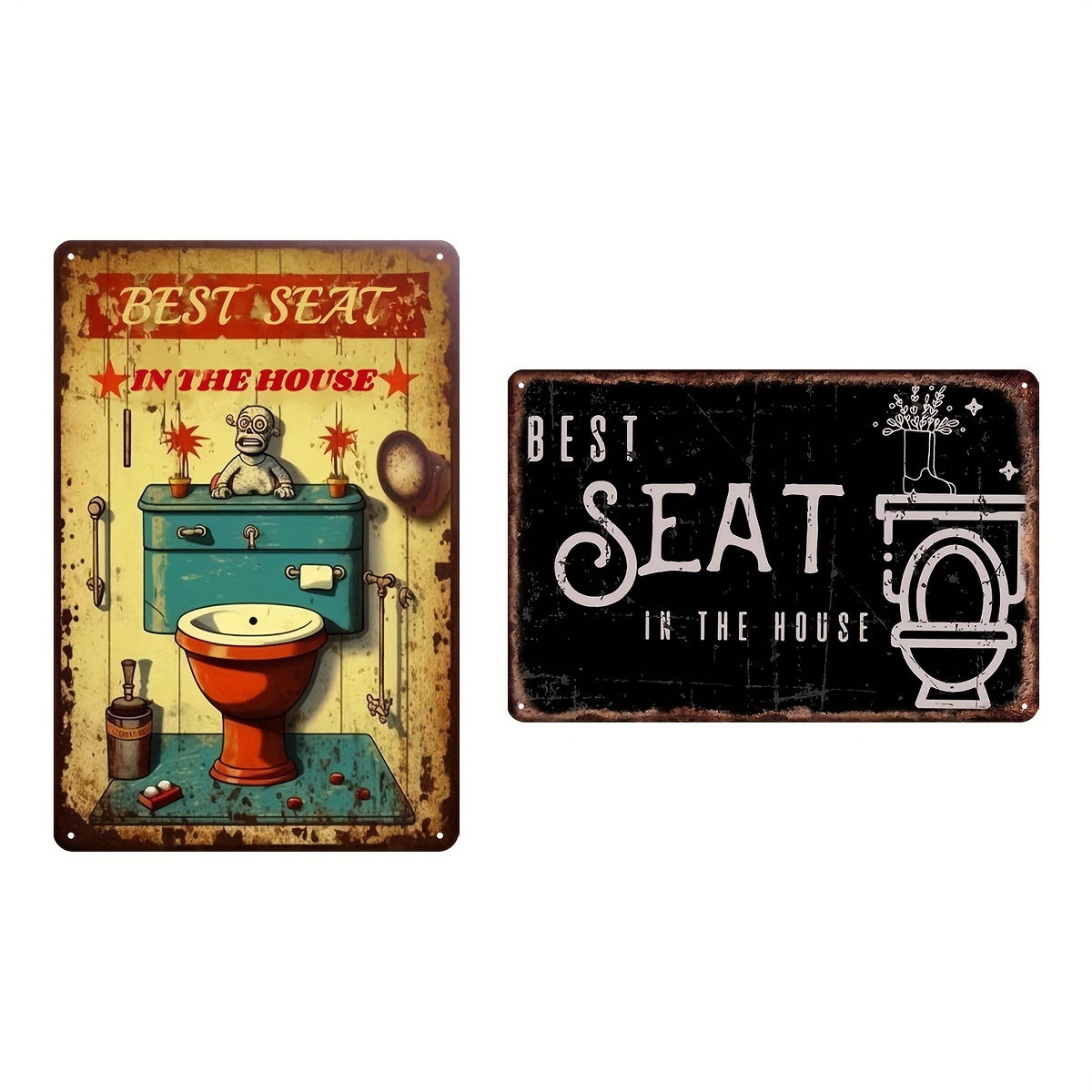 Funny Best Seat In House Rustic Metal Sign Man Cave Home Bar Bathroom Wall Decor
