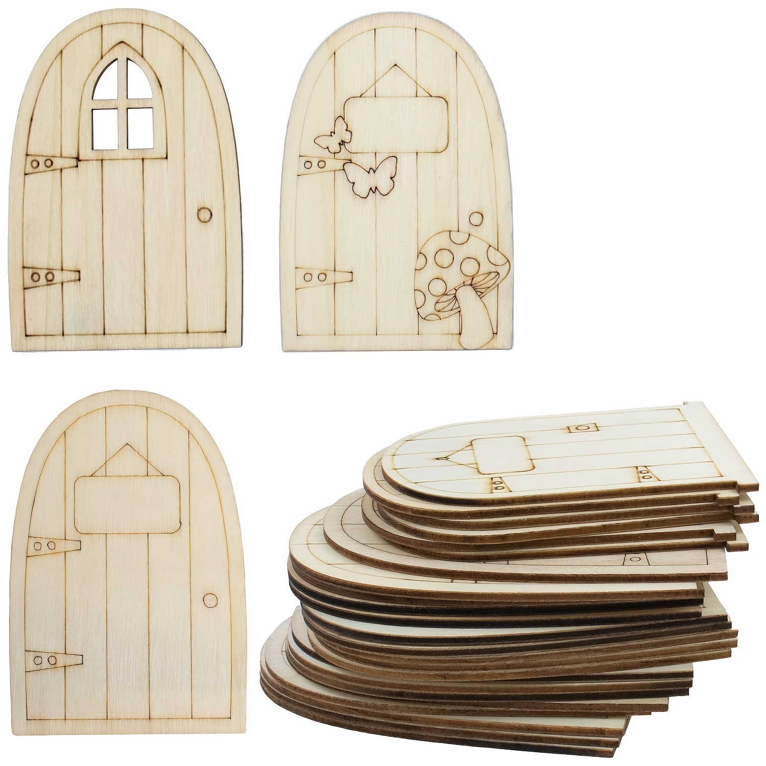 Oval Opening Fairy Door. Oval Three-Dimensional Opening Fairy Door. Wooden  Self Assembly Craft Kit.