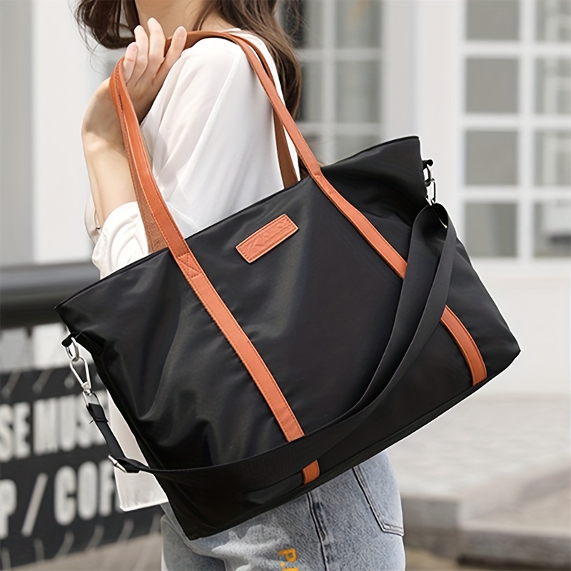 Casual Extra Large Nylon Tote Shoulder Bag Women's 15.6 Computer Travel Bag  Female Big Cloth Shopping Bag Handbags Ladies Black