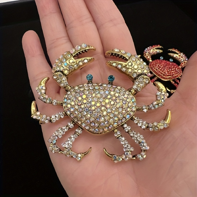 Crab Brooches Rhinestone Sea Animal Party Office Pins