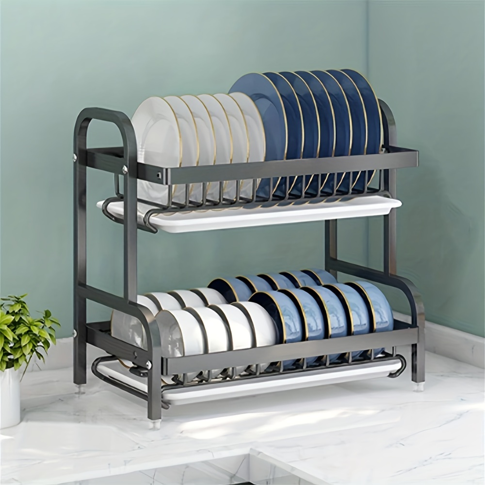 Multipurpose Plate Rack Drying Rack With Cover and Storage Organizer