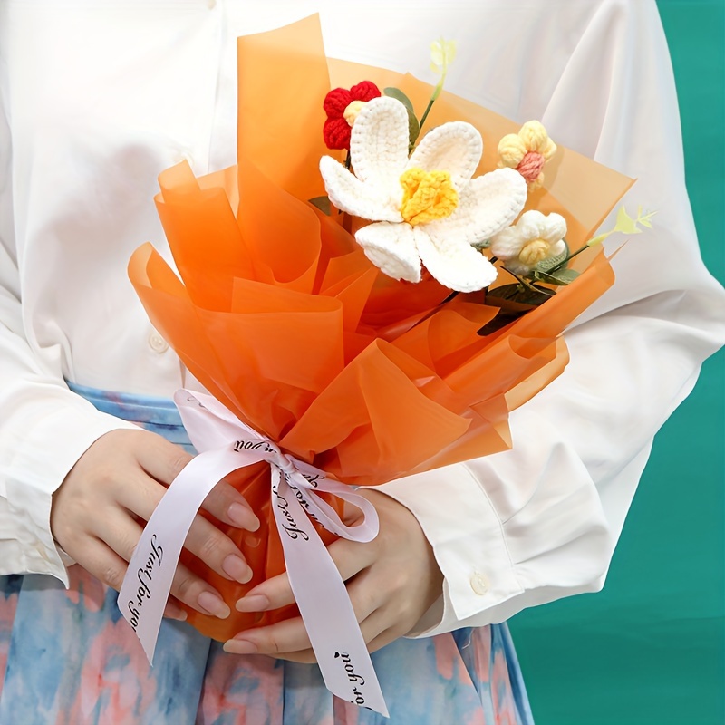 Bouquet Gift Bag Including Knitted Artificial Flower - Temu Japan