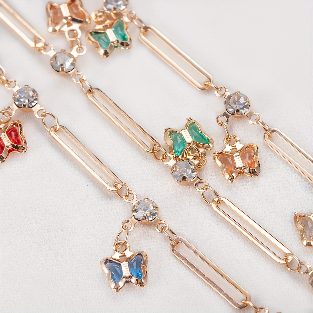 1meter Imitation Crystal Butterfly Charms Copper Chain - Temu