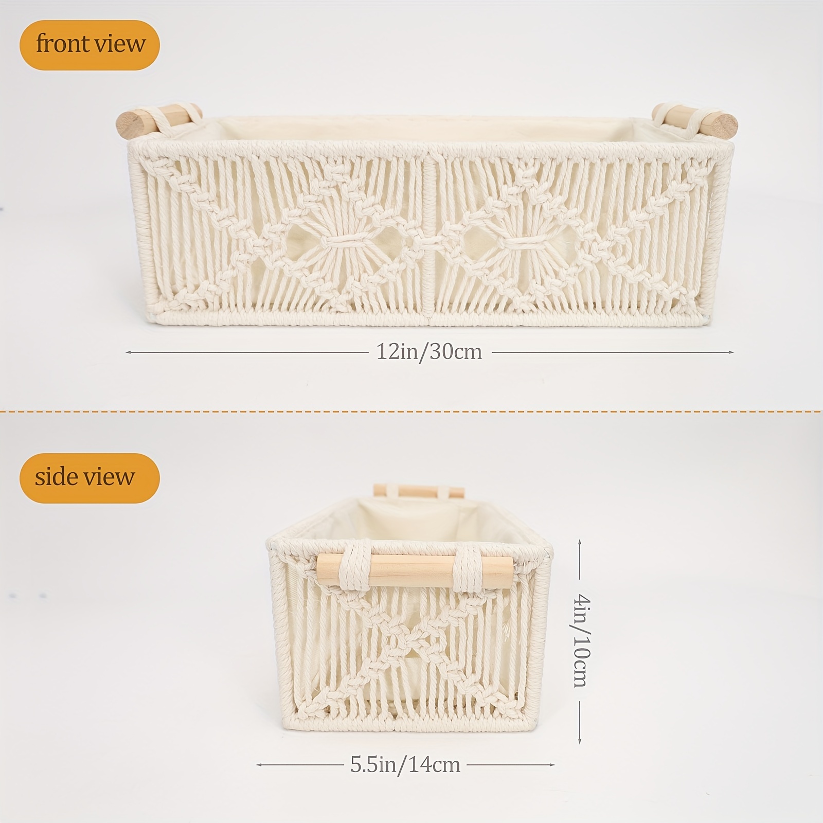 TIMEYARD Macrame Storage Baskets for Toilet Paper, Small Decorative Shelf  Baskets for Bedroom, Bathroom, Living room