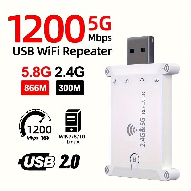 Adaptateur USB sans fil 600 Mbps, mini clé WiFi (sans pilote) récepteur  double bande USB Stick (433 Mbps/5 GHz, 200 Mbps/2.4 GHz) 802.11ac,  compatible