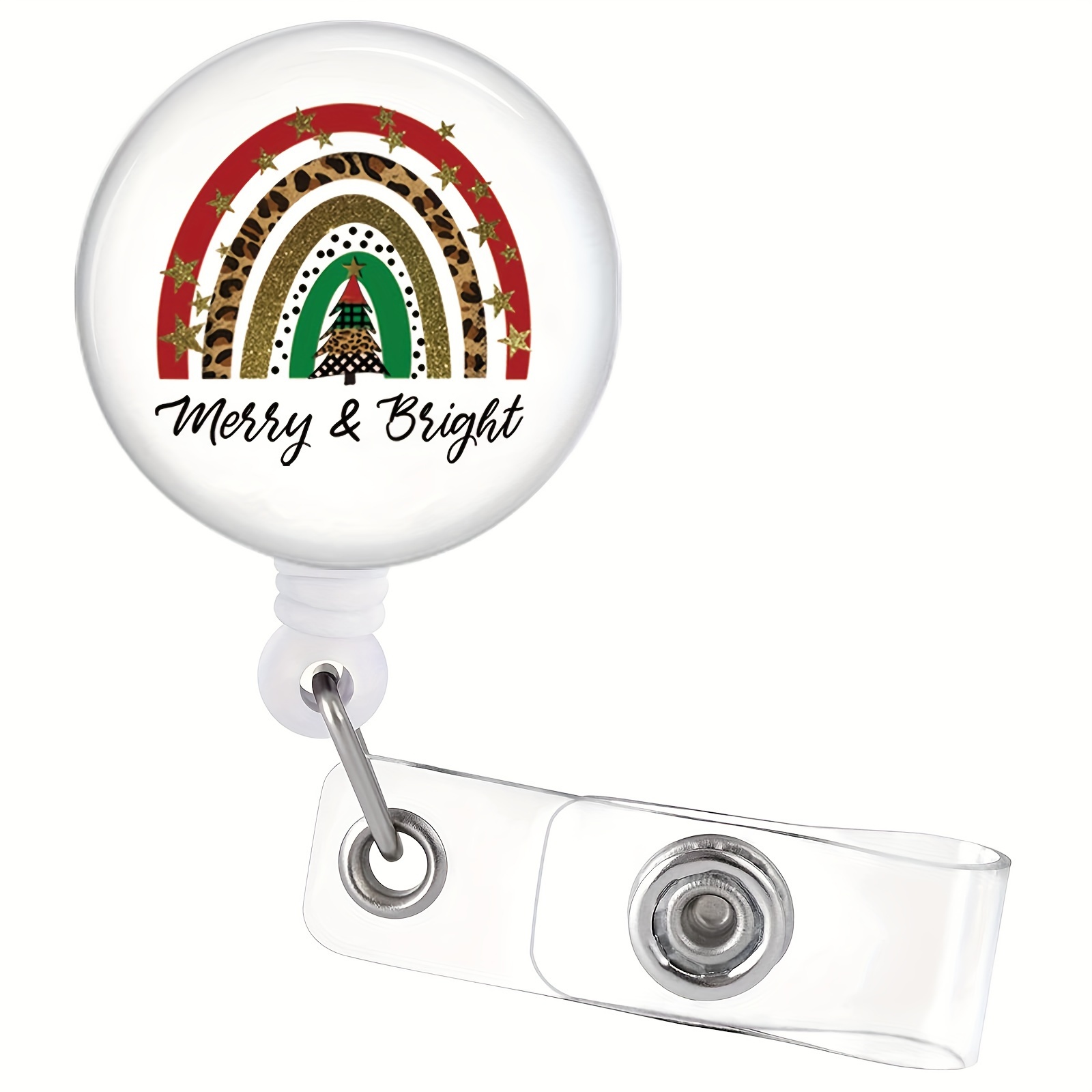 1pc Of Christmas Tree Rainbow Badge Reel Retractable Badge Reel For  Teachers, Doctors, Nurses Office Gifts