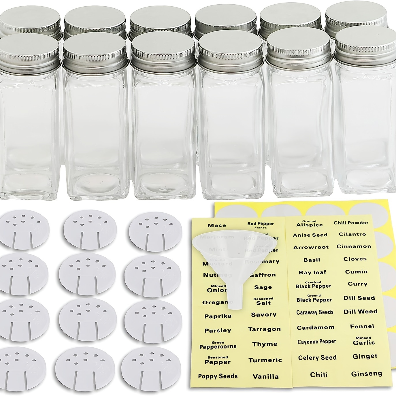 160 etiquetas redondas de hierbas y especias para frascos, prefdo etiquetas  adhesivas de condimento impresas impermeables para la organización de  especias de despensa (blanco) : : Hogar y cocina