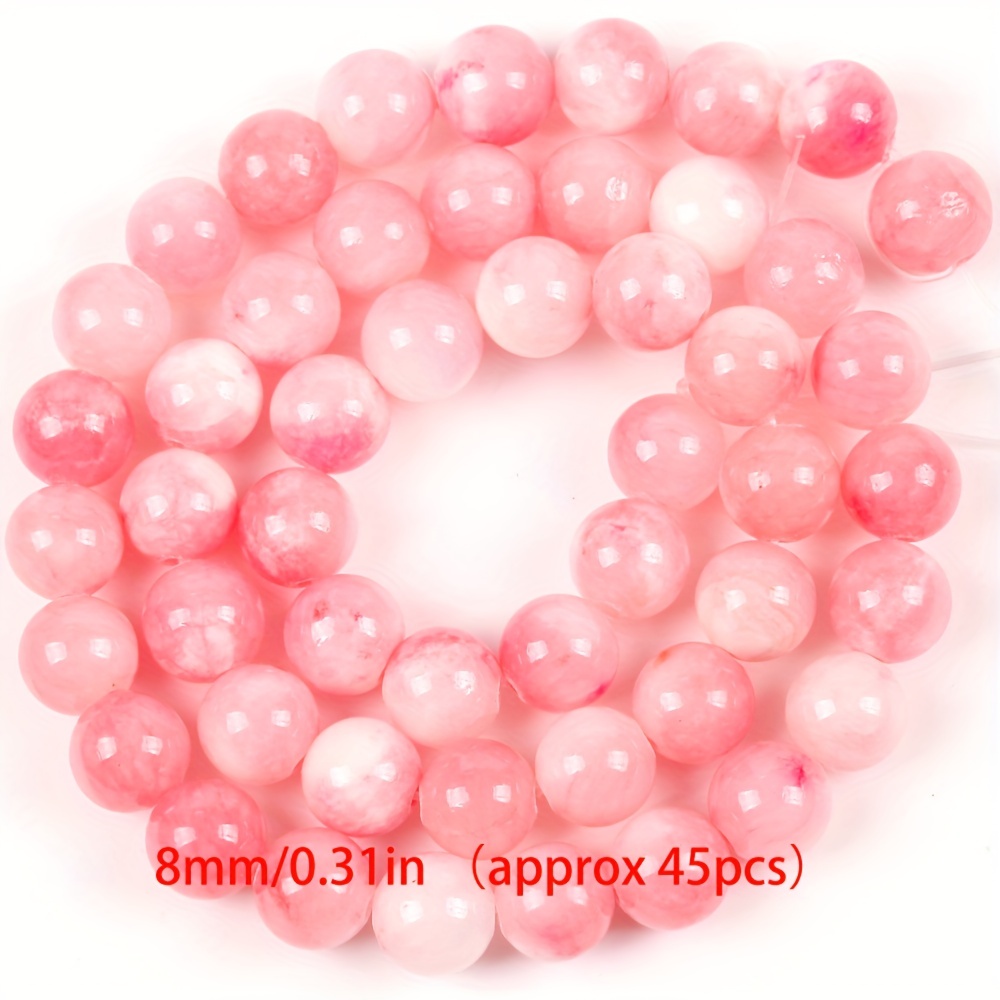 Pink Persian Jade 6mm Natural Gemstone Beads Pink White Beads For Bracelets