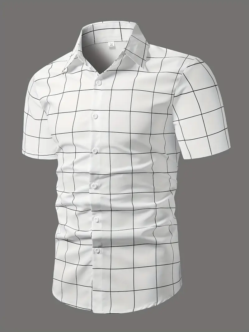 Men'S Plaid Print Shirts Are Casual Short-Sleeve Shirts.